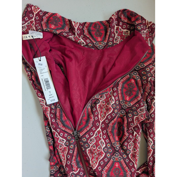 NWT Alice + Olivia Clare Long-Sleeve Turtleneck Belt Dress Sz 0 Burgundy #2C453 - Picture 9 of 12